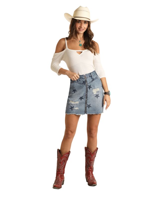 Rock & Roll Womens Denim Skirt #RRWD69RZTG