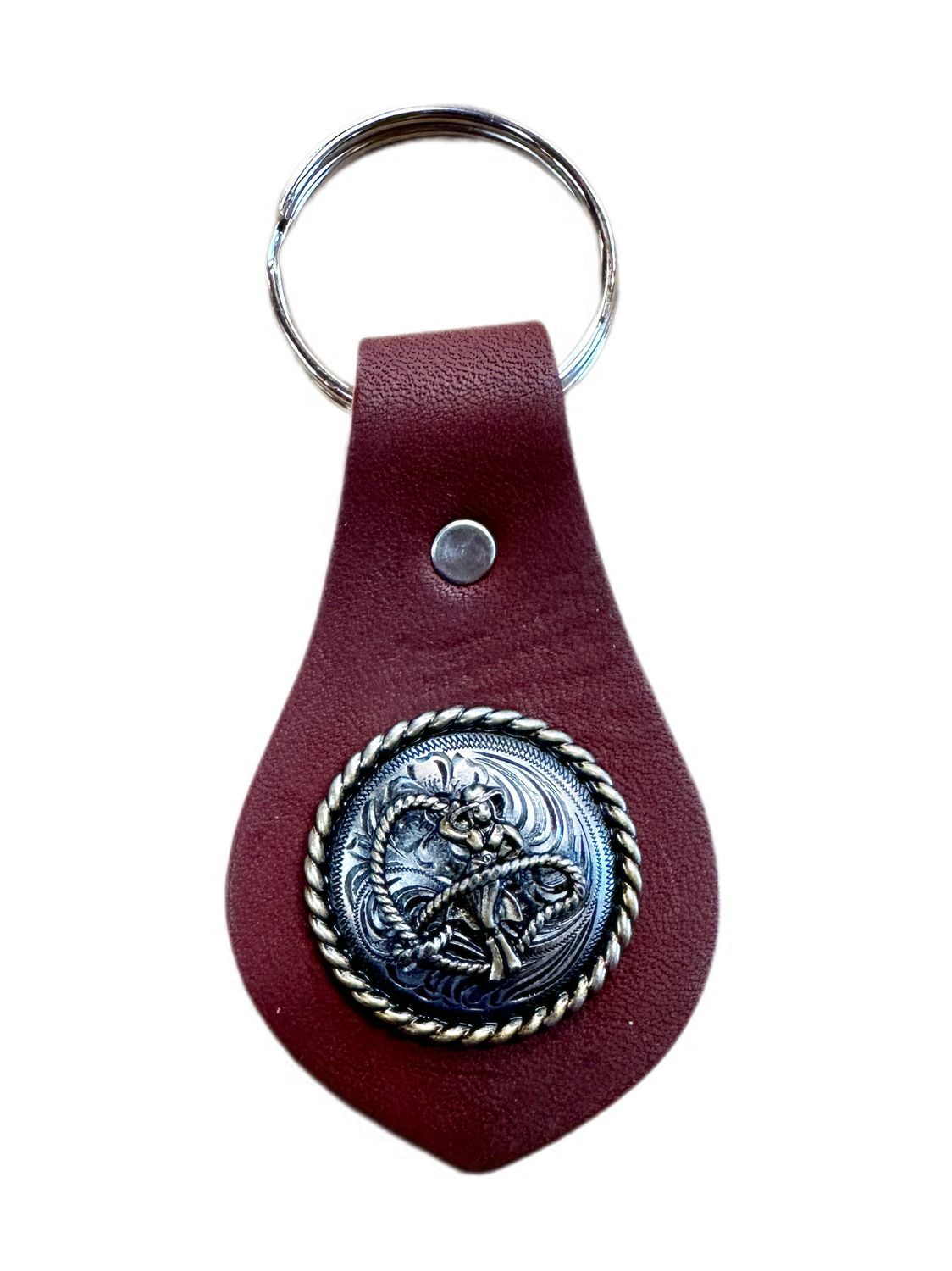 Wyoming Saddle Company Medium Oil Leather Keychain W/Concho
