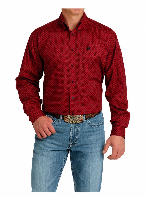 Cinch Red Pattern Button-down Shirt MTW1105771