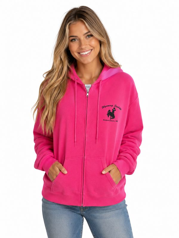 Wyoming Saddle Company Pink Womens Zip Up Hoodie