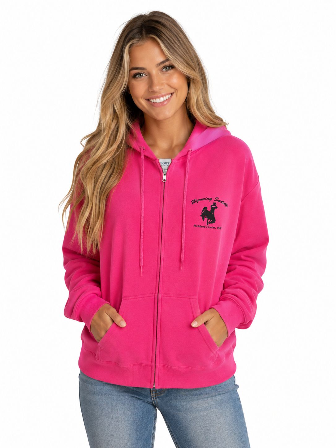 Wyoming Saddle Company Pink Womens Zip Up Hoodie Wyoming Saddle Company Pink Womens Zip Up Hoodie, XS-5X: Medium