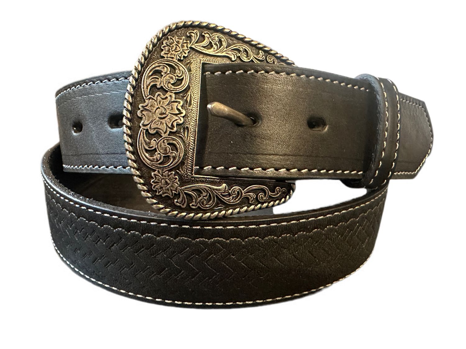 Heritage Black 3 Piece With Basketweave Belt #2332, Belts - Men: 30