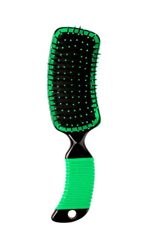 Dark Green Hilason Western Tack Horse Grooming Mane and Tail Curved Grip Brush