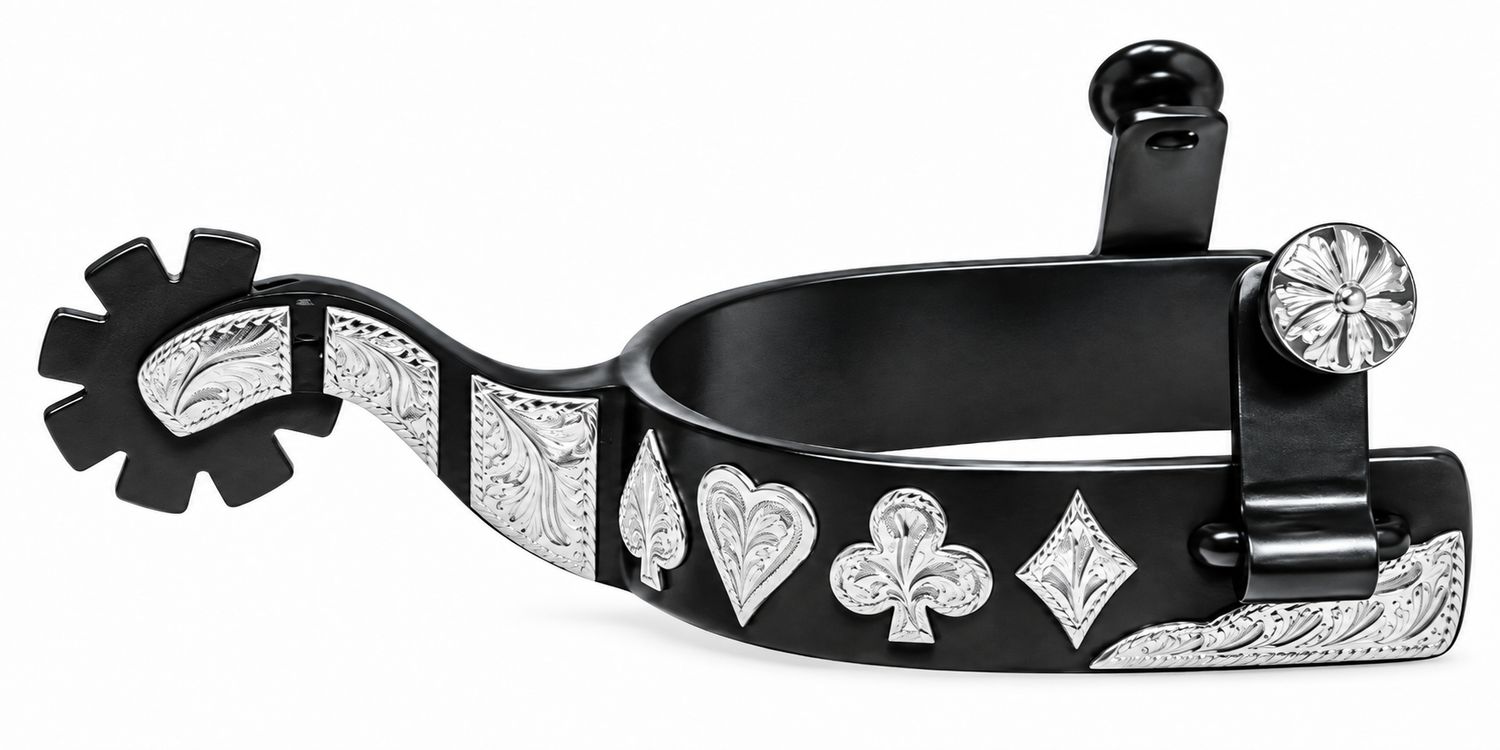 Showman Black Steel Spur Silver Poker Hand Spur Showman Black Steel Spur Silver Poker Hand Spur