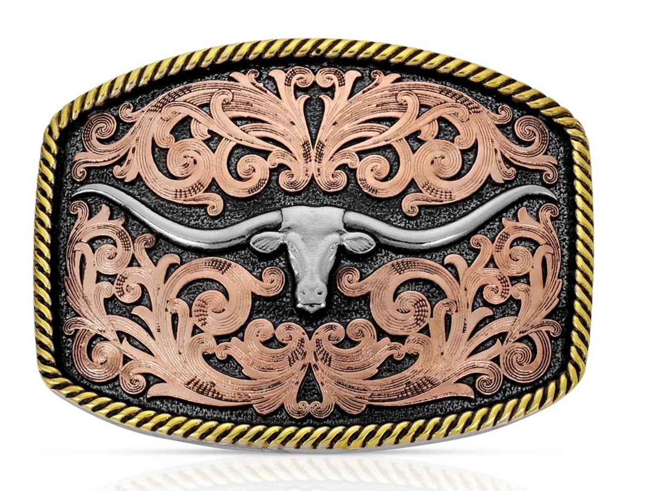 Montana Silver Tri-Color Texas Longhorn Attitude Buckle A711 Montana Silver Tri-Color Texas Longhorn Attitude Buckle A711