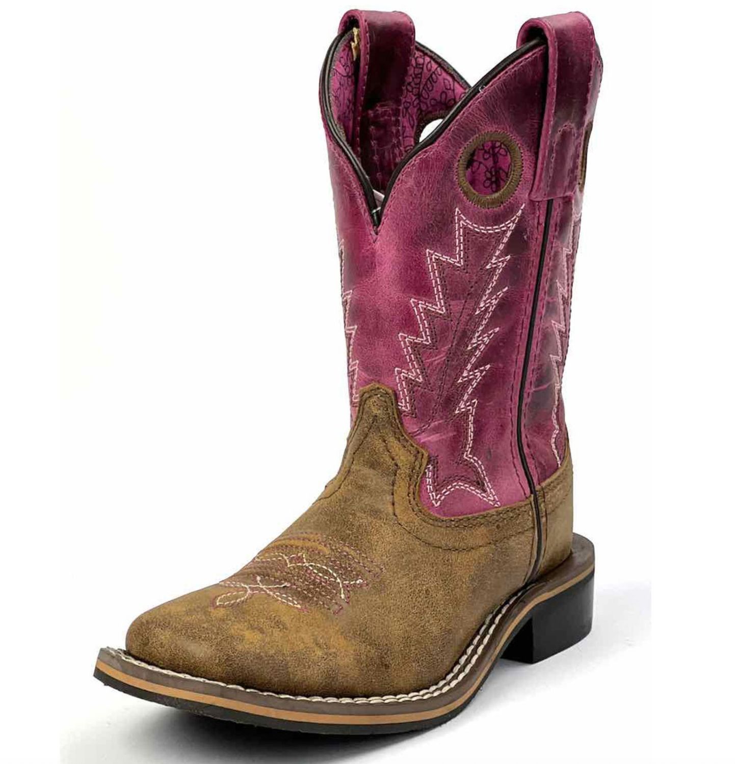 Smoky Mountain Tracie Brown/Pink Square Toe Western Boots 3920, name: 5Y