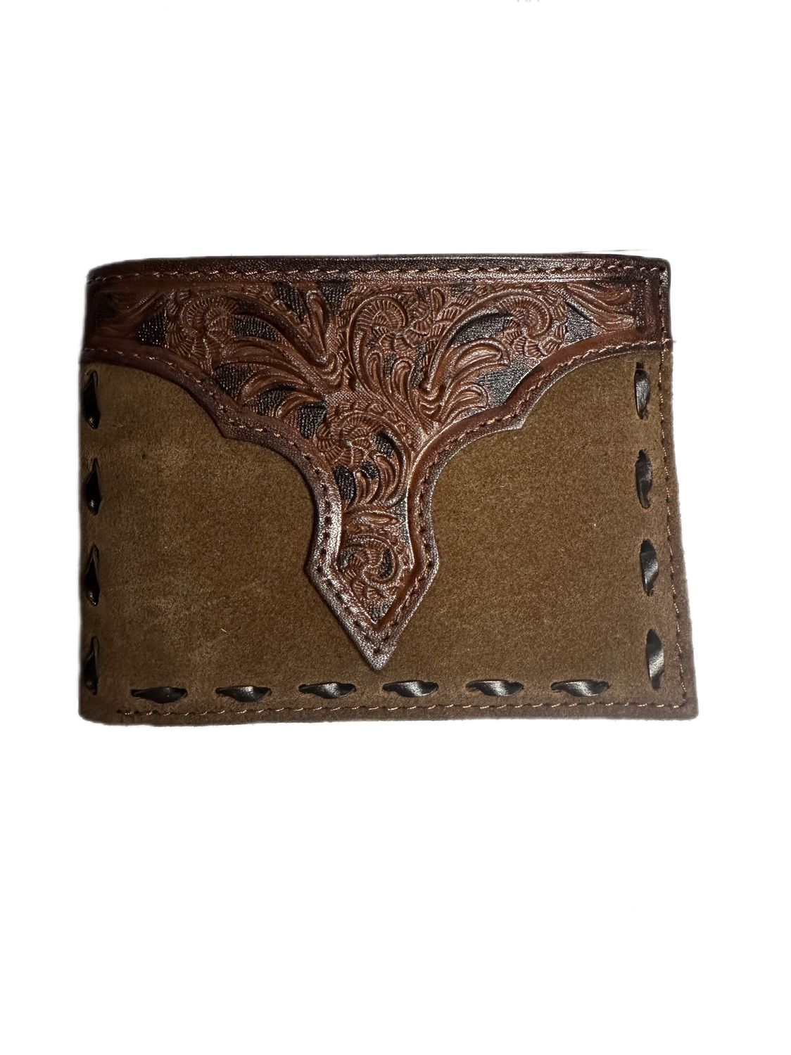 Nocona Bifold Wallet Roughout Buck Lacing Tan Nocona Bifold Wallet Roughout Buck Lacing Tan