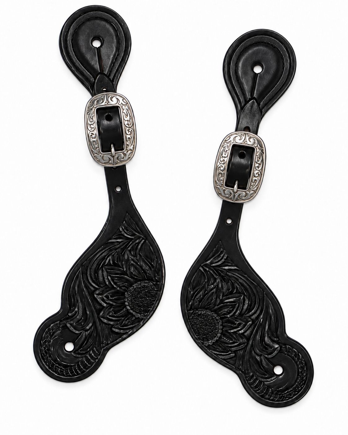 Wyoming Saddle Company Hand Carved Sunflower Spur Strap Wyoming Saddle Company Hand Carved Sunflower Spur Strap