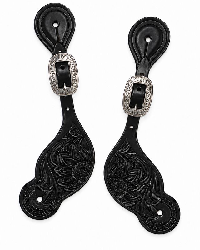 Wyoming Saddle Company Hand Carved Sunflower Spur Strap