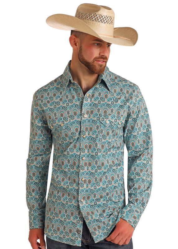 Rock & Roll Mens Long Sleeve Paisley Print BMN2S05851