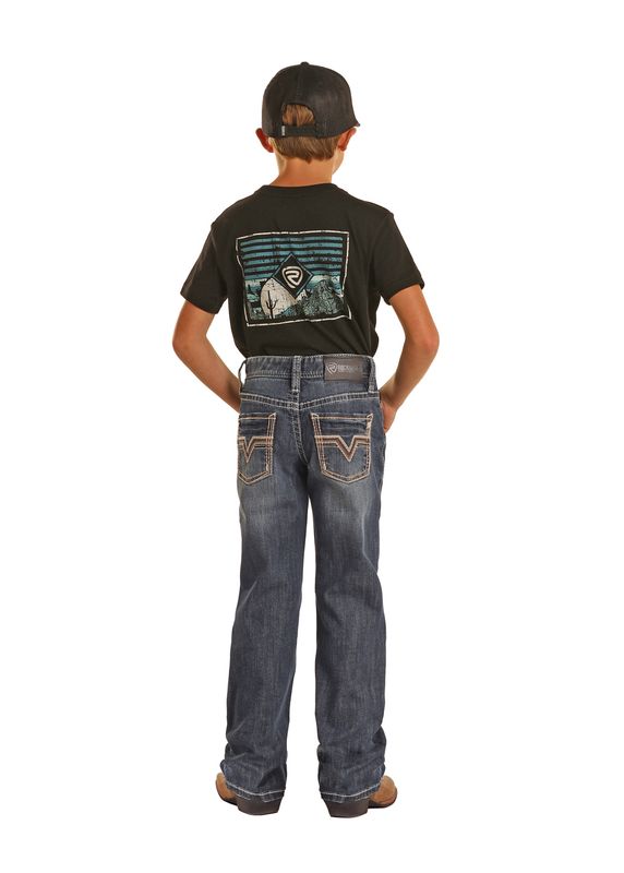 Rock & Roll Boys Pleather Embroidered Bootcut Denim BB0BD02573