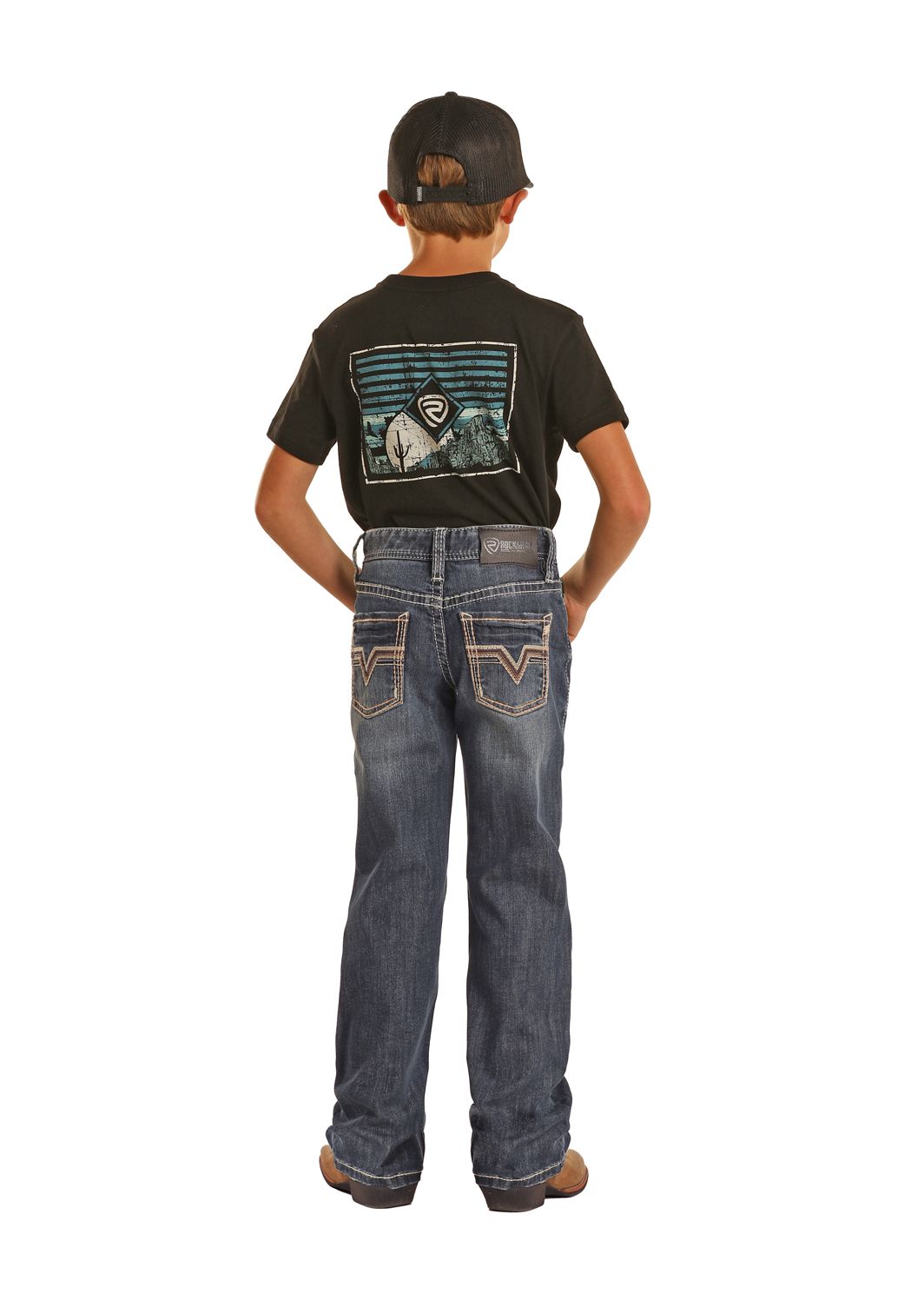 Rock & Roll Boys Pleather Embroidered Bootcut BB0BD02573, Kids Jeans: 4