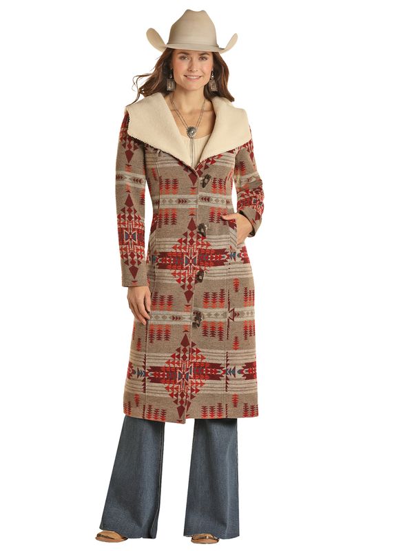 Rock & Roll Womens Long Wool Coat