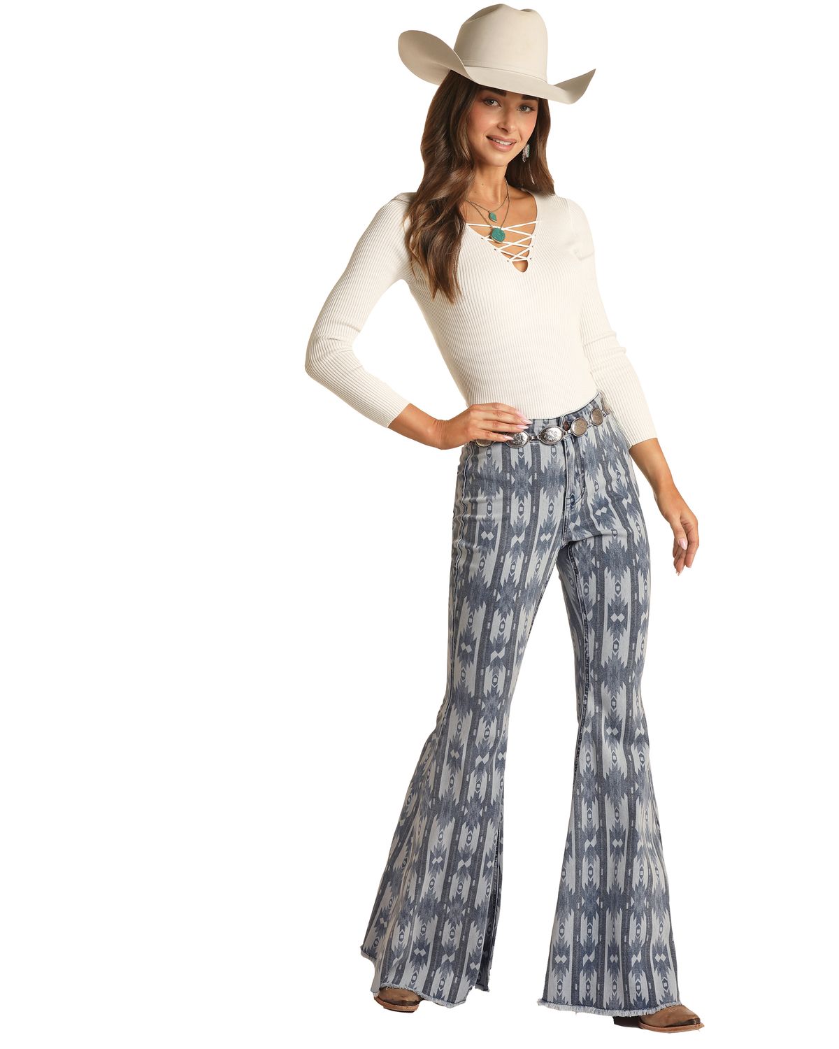 Rock & Roll Denim Womens Aztec Bells RRWD7PRZRF, Trousers: 24x30