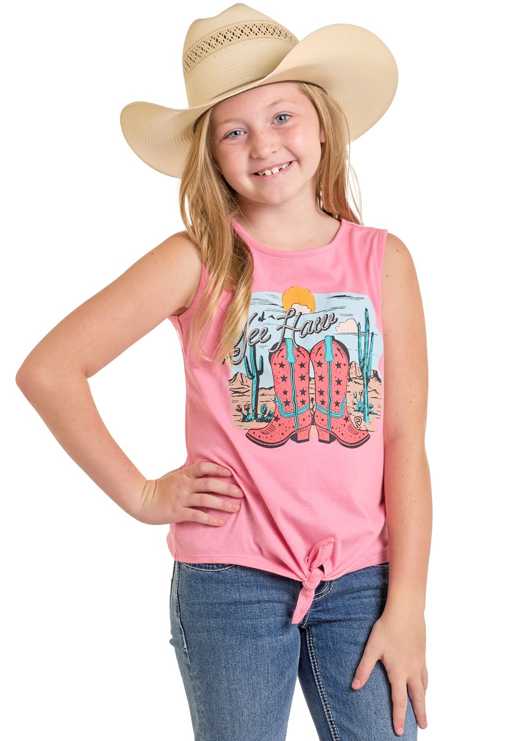 Rock & Roll Graphic Tank with Tie BG20T06770, Kids Shirts: X Small