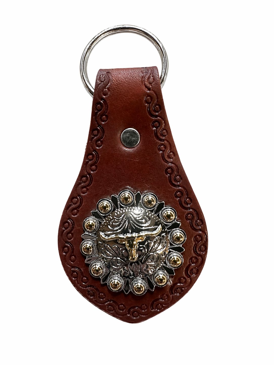 Wyoming Saddle Company Key Chain W/Large Steer Head Concho