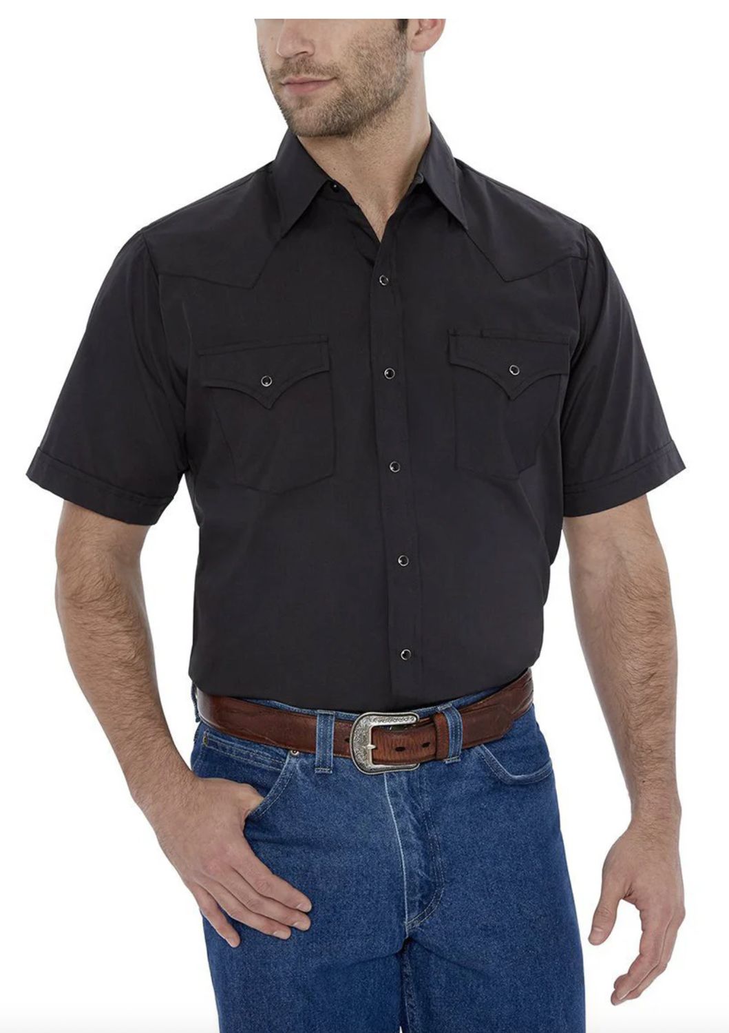Men's Ely Cattleman Short Sleeve Solid Western Snap Shirt Men's Ely Cattleman Short Sleeve Solid Western Snap Shirt, XS-5X: S