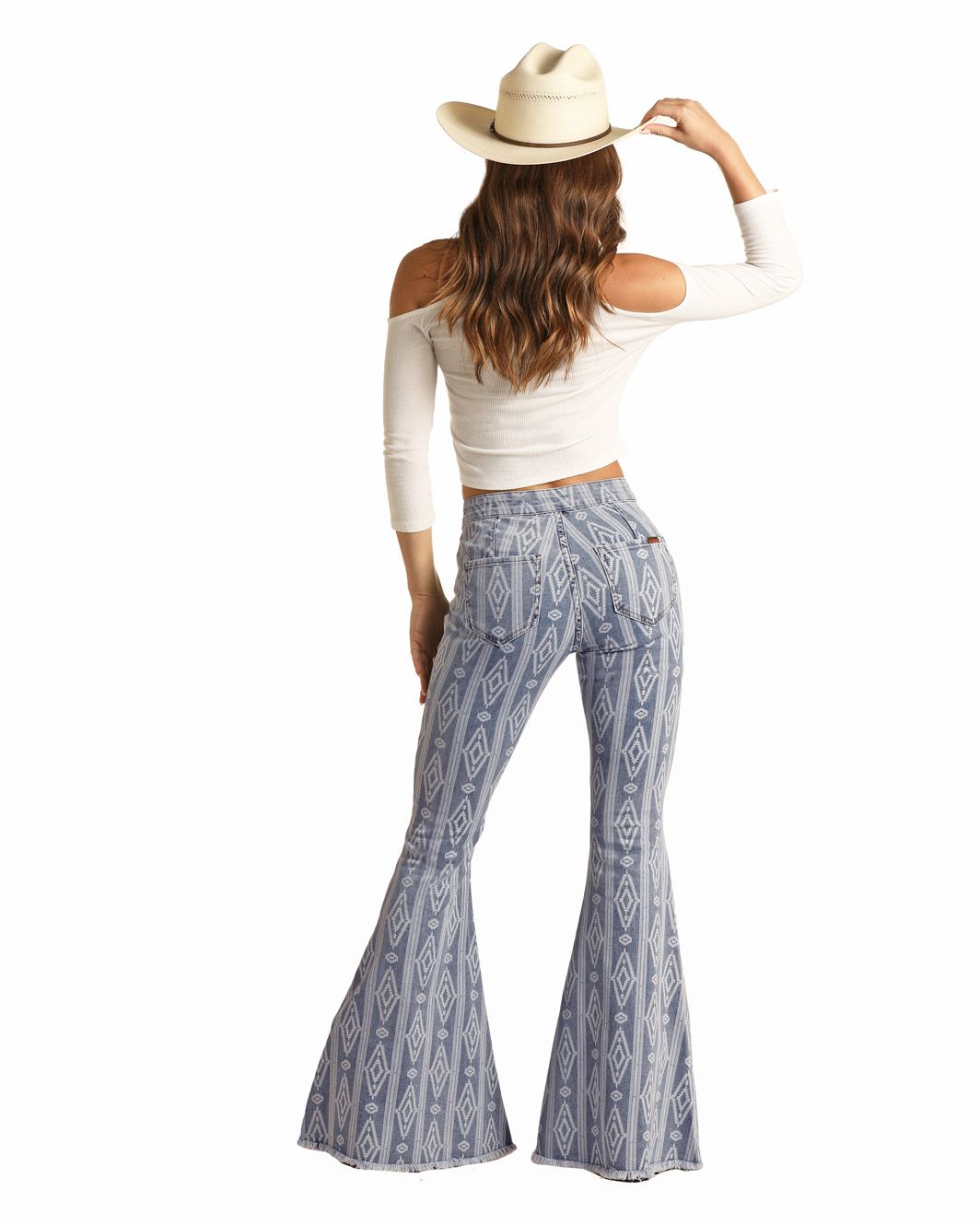 Rock & Roll Womens Denim Aztec Bell #RRWD7PRZU7, Trousers: 24x30