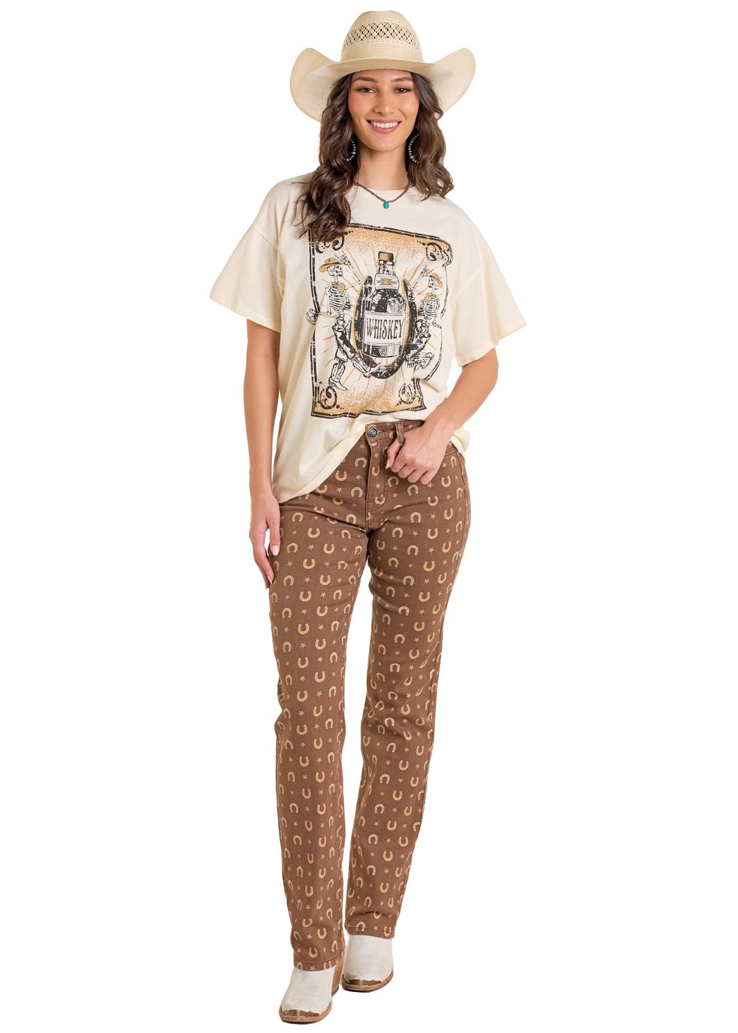 Rock & Roll Whiskey Graphics Oversized Tee BW21T06463, XS-5X: XS