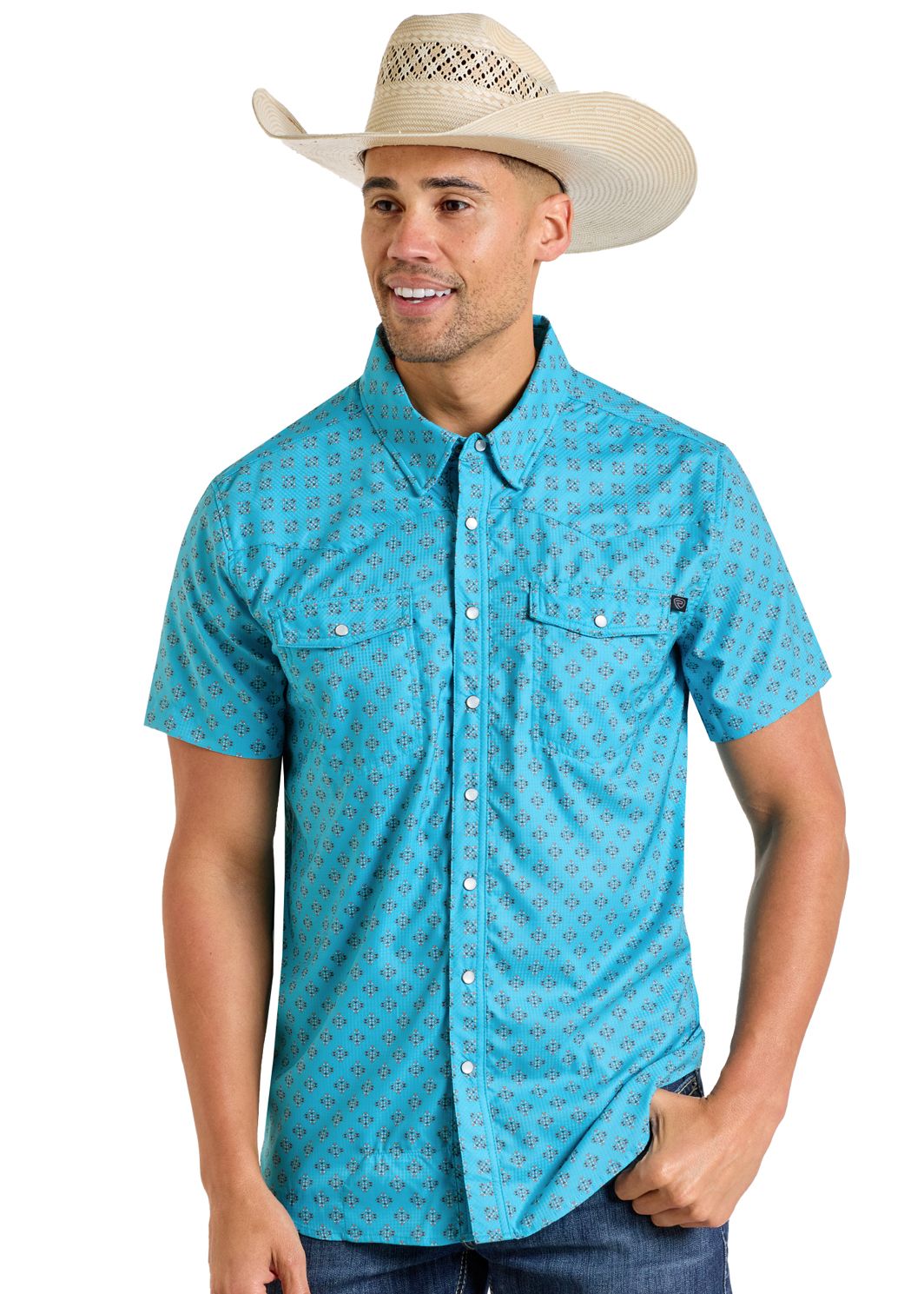 Rock & Roll Geo Print Tek Western Snap BMN3S06423, XS-5X: S