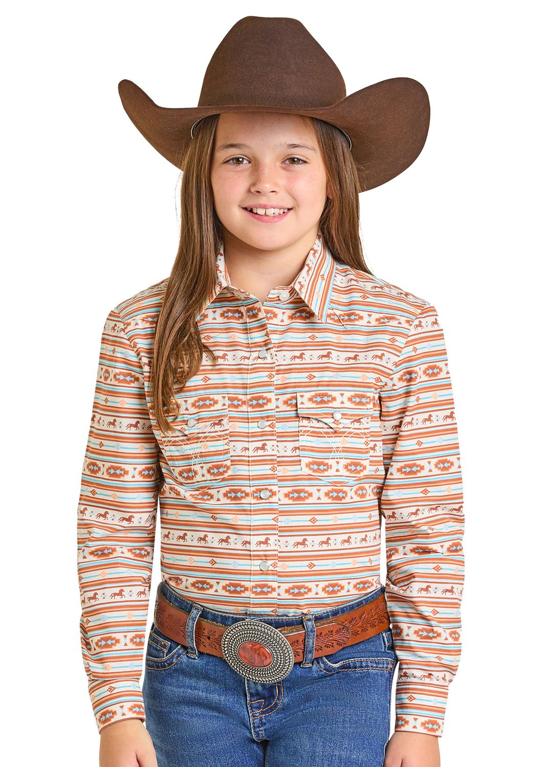 Rock & Roll Long Sleeve Snap W/Print LGN2S07380, Kids Shirts: X Small
