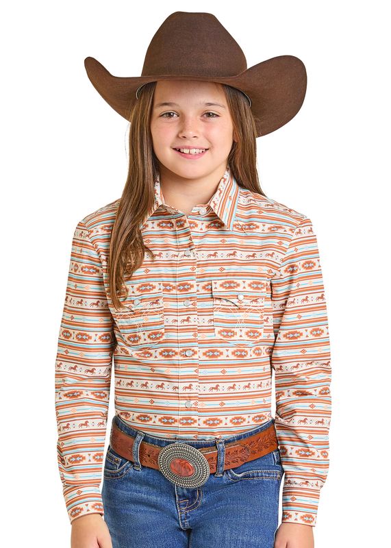 Rock & Roll Long Sleeve Snap W/Print LGN2S07380