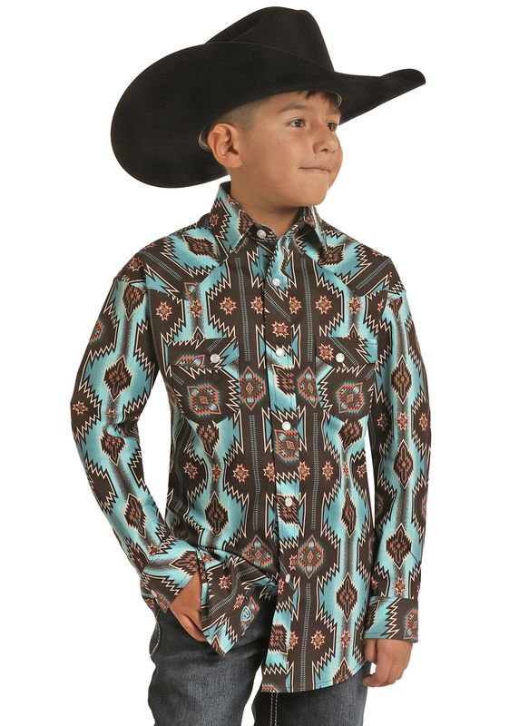 Rock & Roll Denim Boys Aztec Shirt RRBSOSRZ14