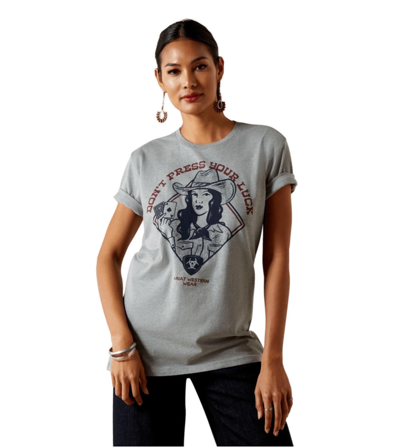 Ariat Don't Press Your Luck T-Shirt  10062349, Womens Shirts: XS