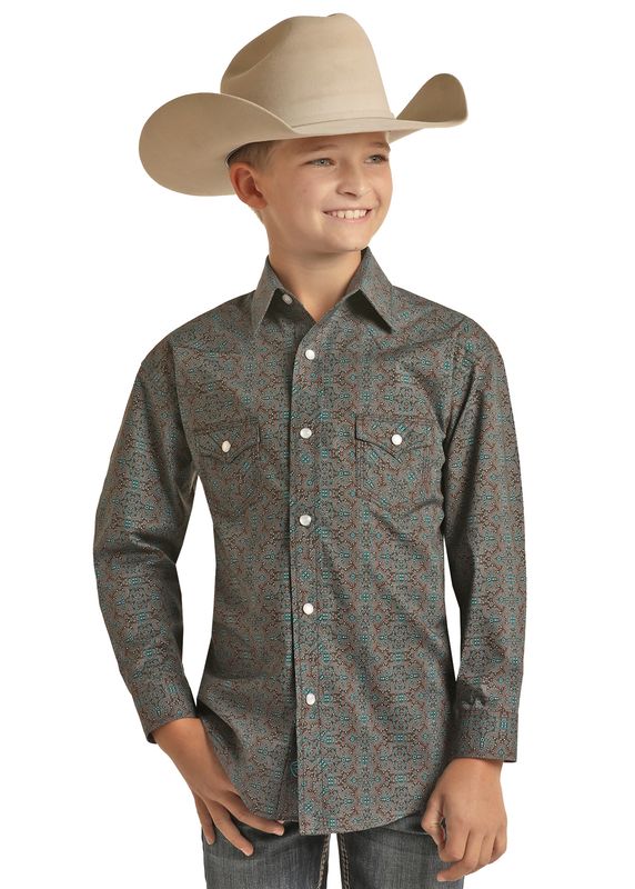 Rock & Roll Boys Western Print Shirt B8S2020