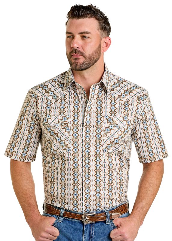 Panhandle Slim Aztec Print Short Sleeve Snap RMN3S06535