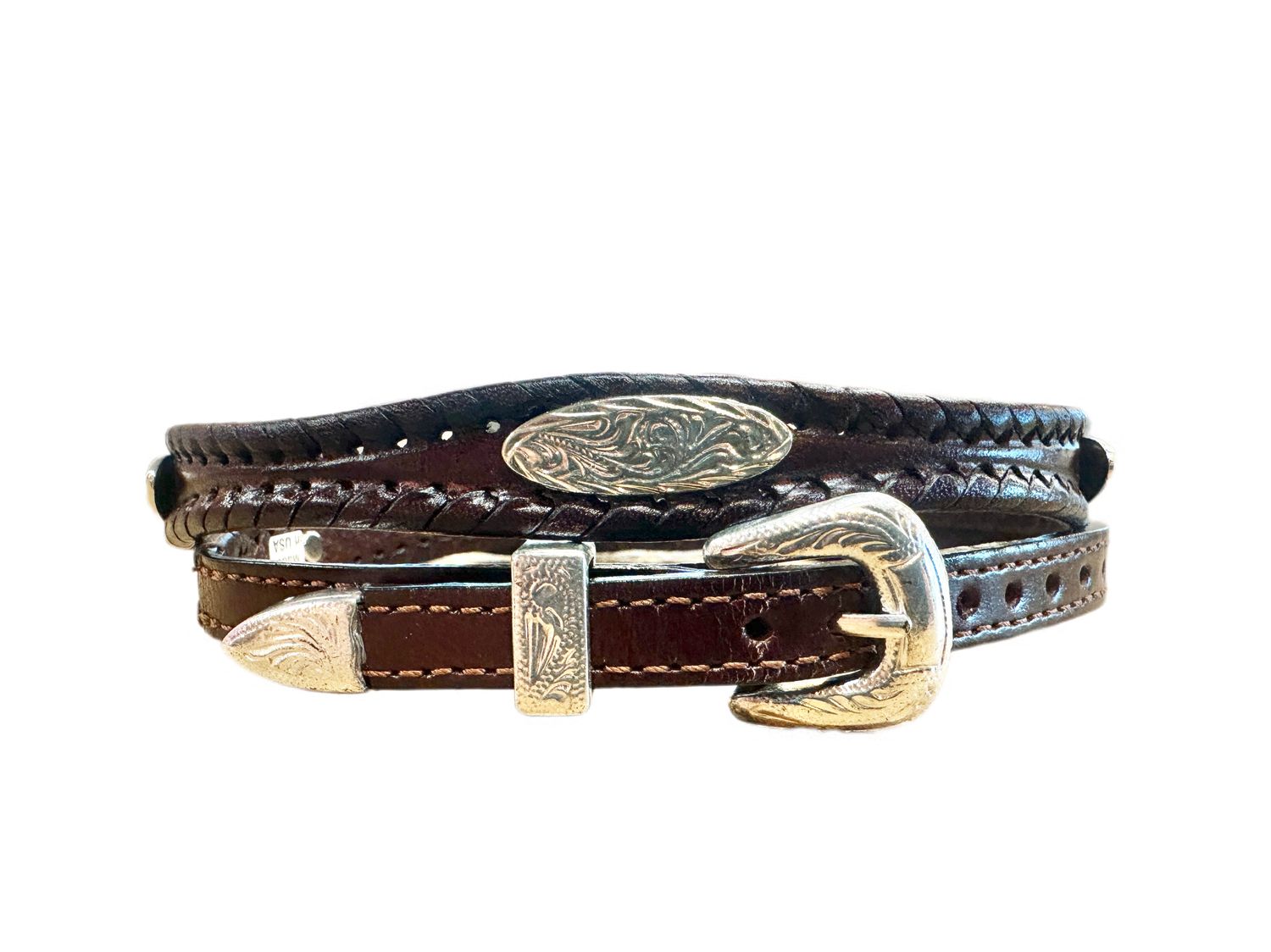 Austin Accent Brown Leather W/Silver Conchos Hat Band 2-LC-23