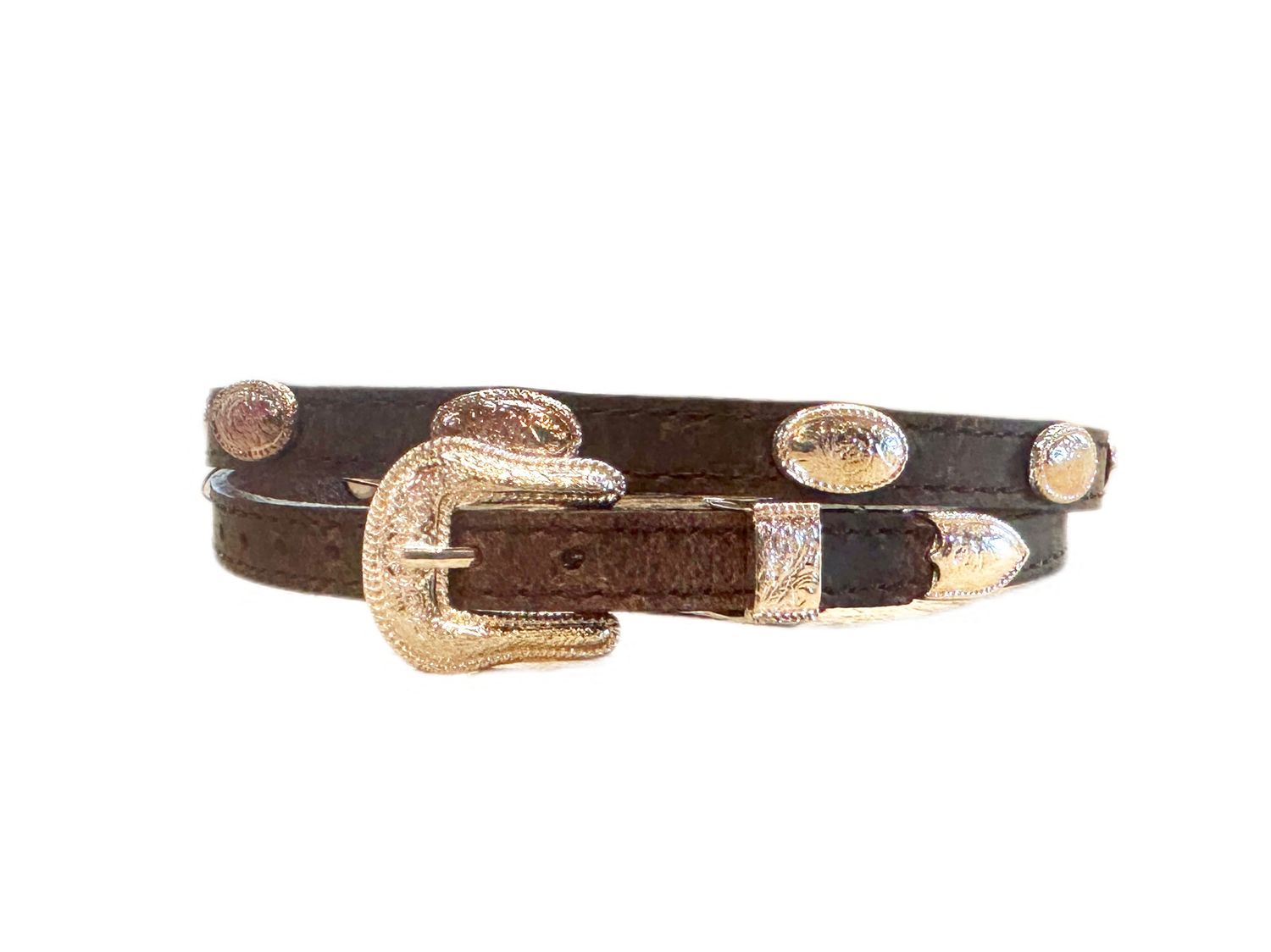 M&F Leather Hatband W/Silver Conchos, name: Brown Leather W/ Conchos 0237444