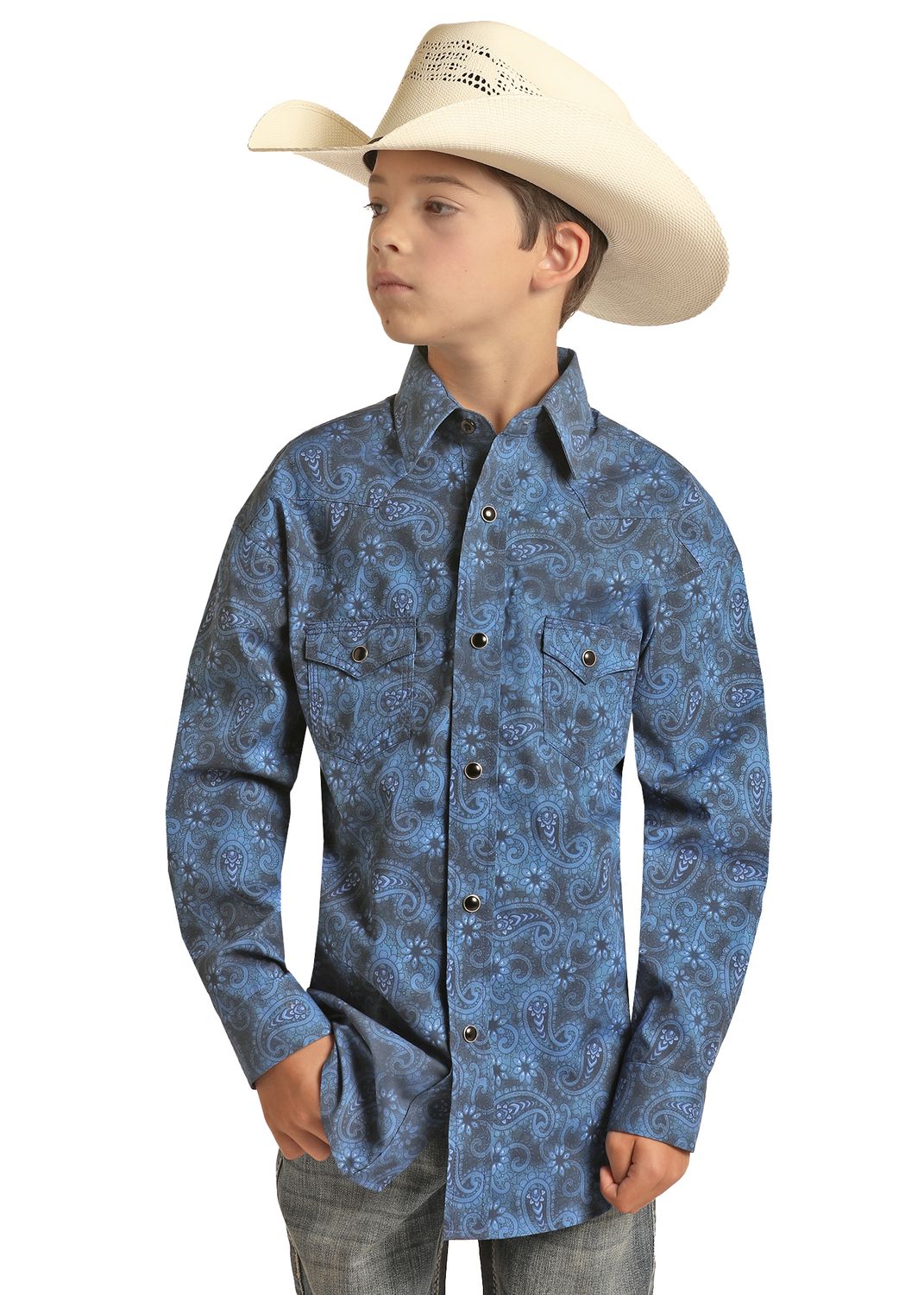 Rock & Roll Boys Paisley Snap RRBSOSR0PT, Kids Shirts: X Small