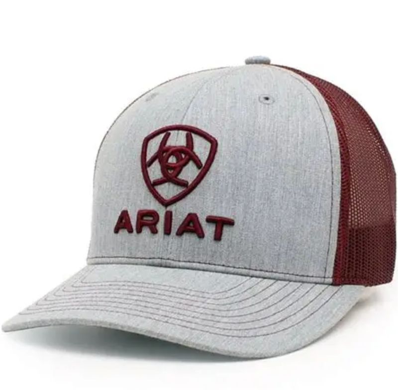Ariat Mens SB R112 Grey Embroidery Burgundy