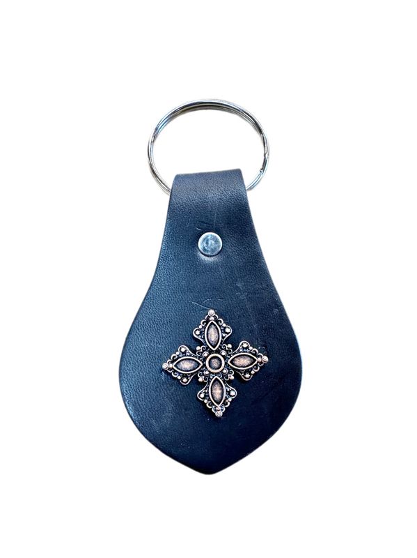 Wyoming Saddle Company Dark Oil Keychain W/Concho