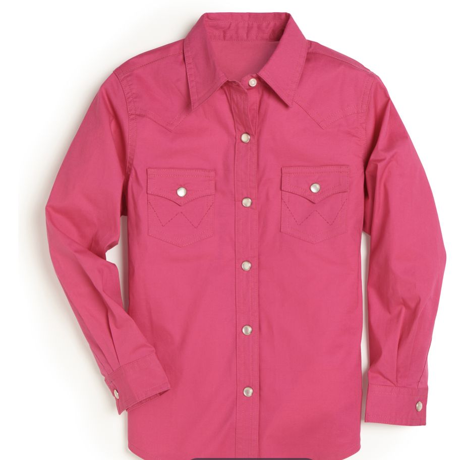Wrangler Girls Pink Shirt 10GW1003K, Kids Shirts: XXS
