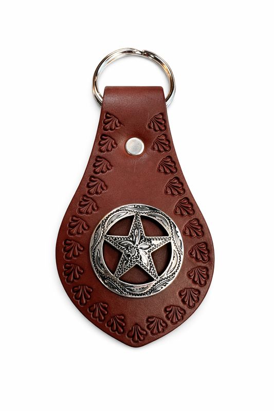 Wyoming Saddle Company Leather Key Chain With Concho