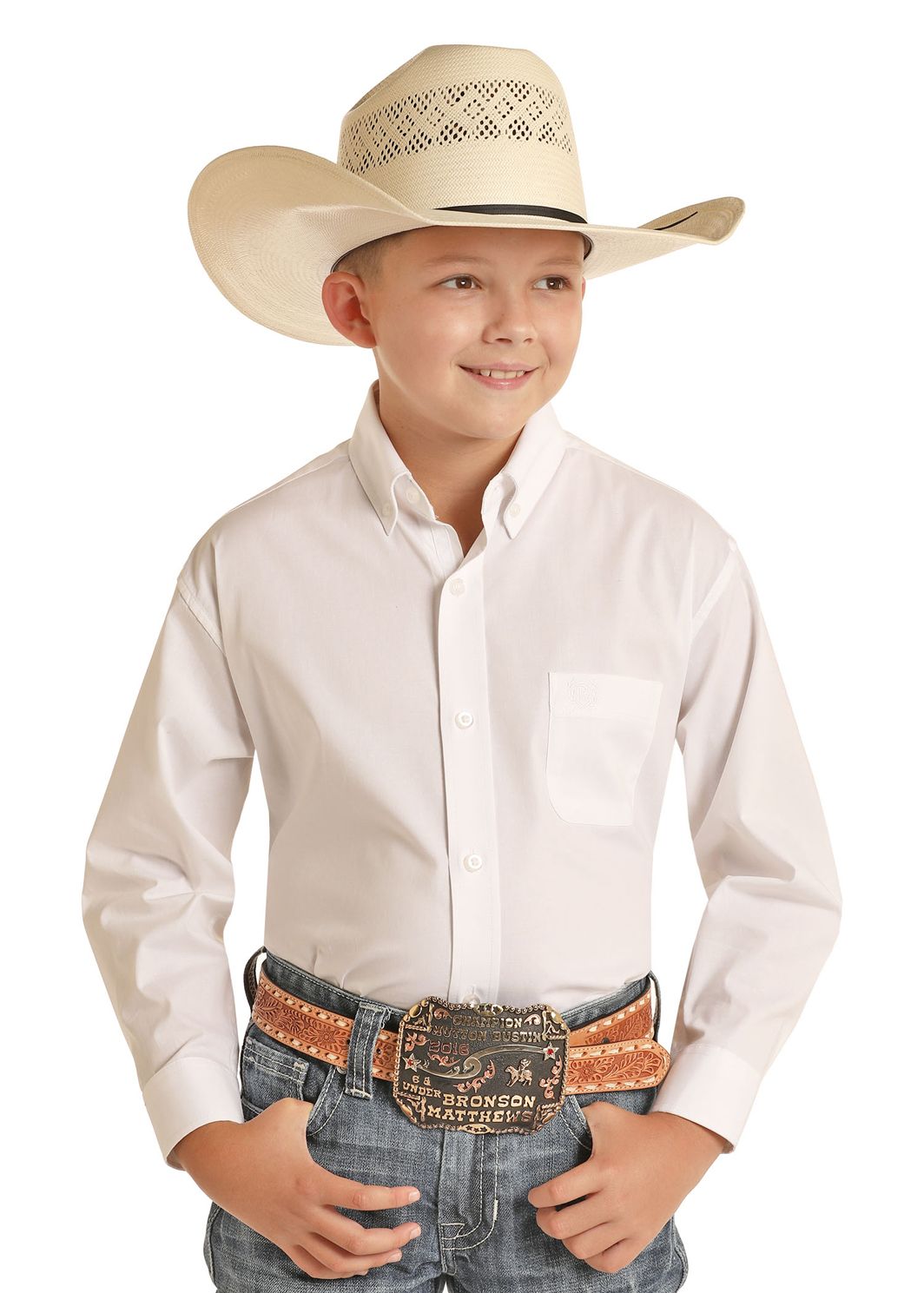 Rock & Roll  Boys Long Sleeve White Button Up PBB2S05431, Shirts - Kids: X Small