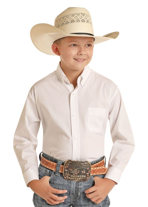 Rock & Roll  Boys Long Sleeve White Button Up PBB2S05431