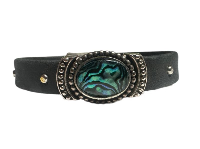 Handmade Leather Magnetic Bracelet With Stone