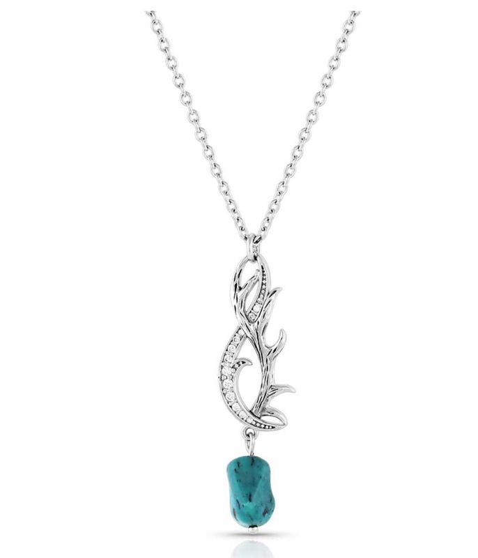 Montana Silver Rooted in Stone Silver Antler Necklace KTNC5045