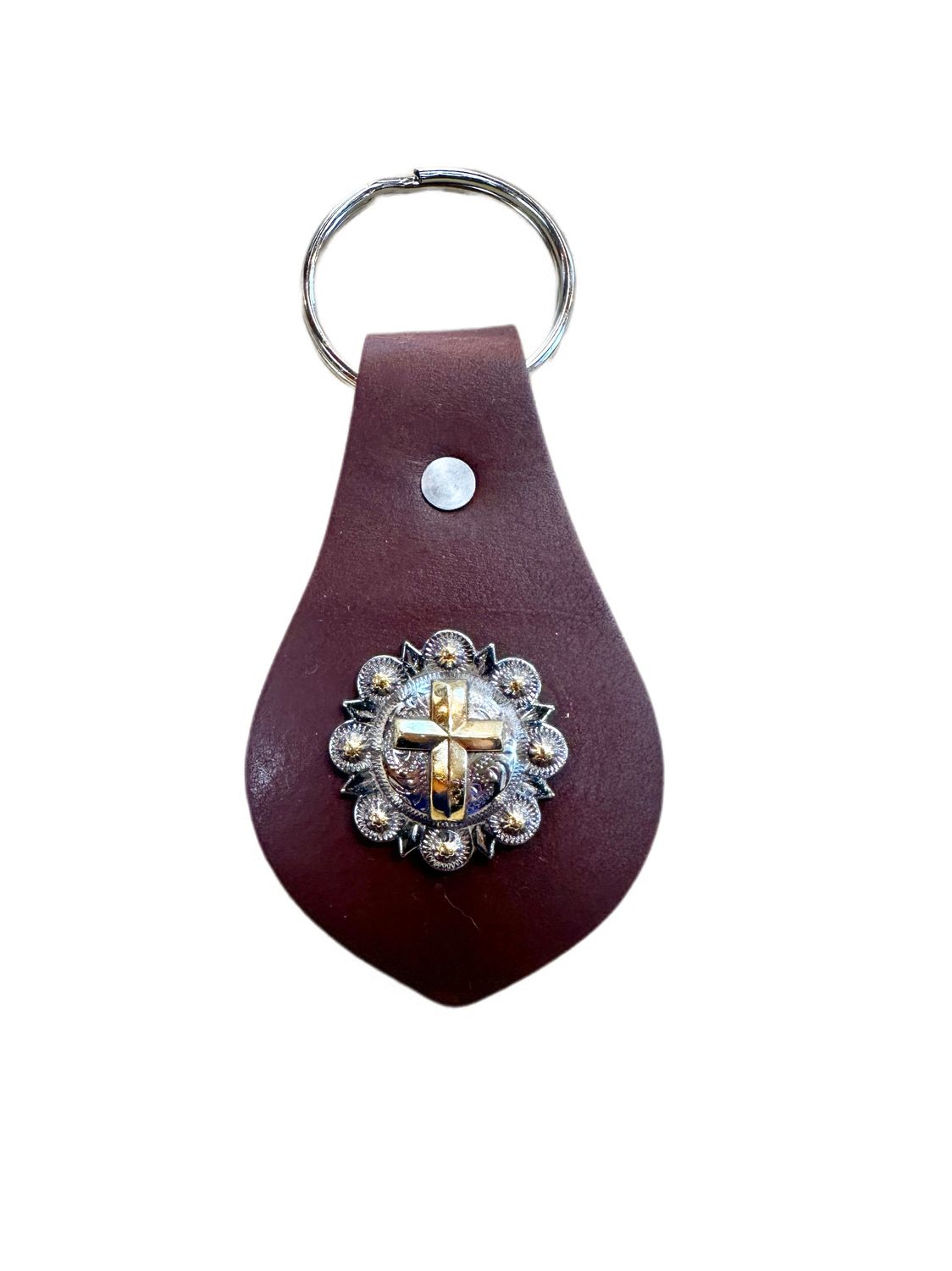 Wyoming Saddle Company Medium Oil Leather Keychain W/Concho