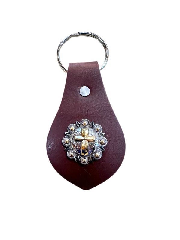 Wyoming Saddle Company Medium Oil Leather Keychain W/Concho