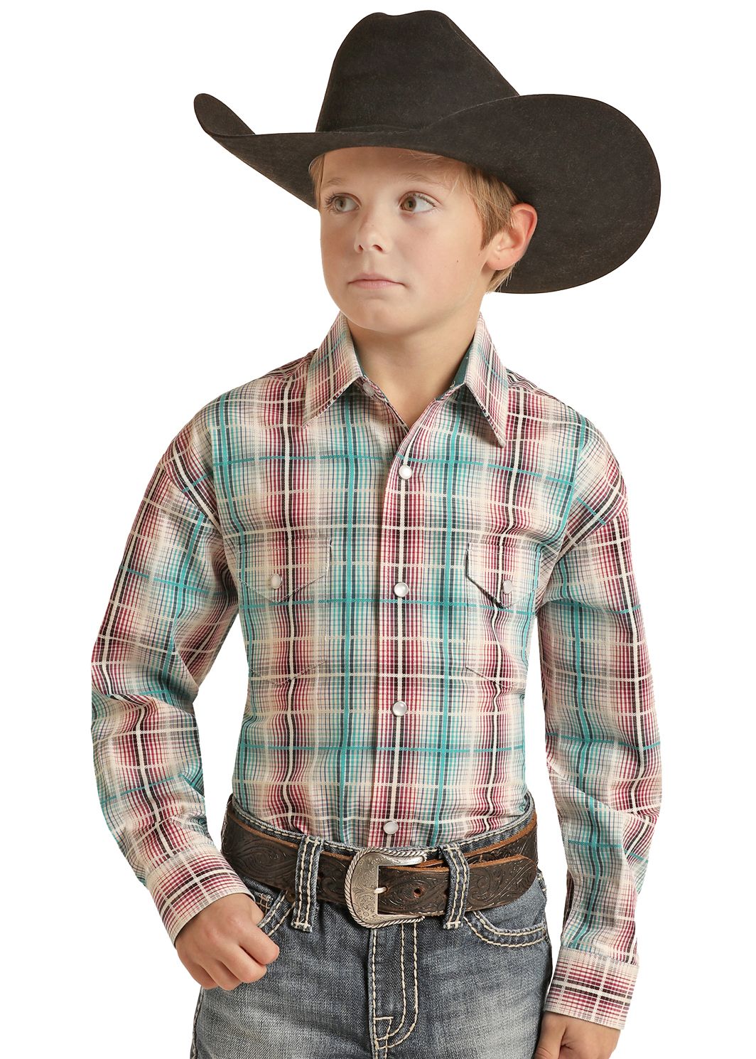 Rock & Roll Denim Boys Plaid Shirt PSBSOSRZ2A, Kids Shirts: X Small