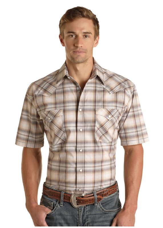 Rock & Roll Mens Plaid SS Snap