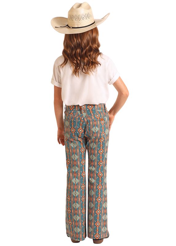 Rock & Roll Green Aztec Button Flares BG6PD06101