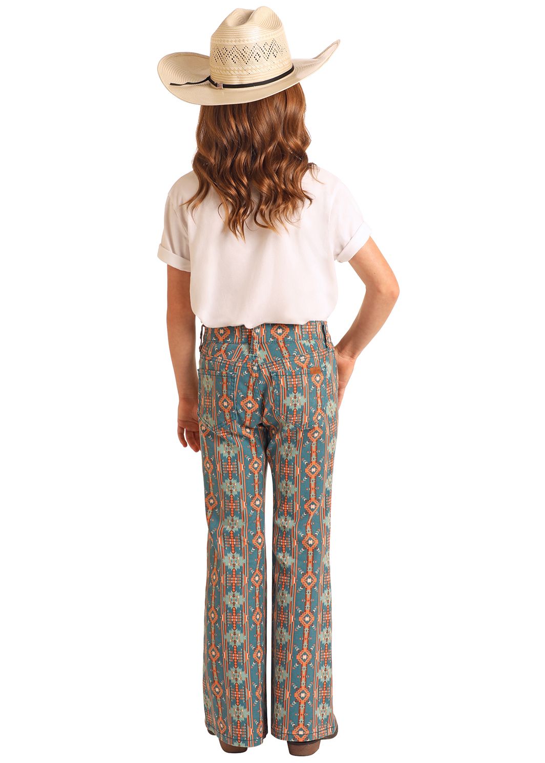 Rock & Roll Green Aztec Button Flares BG6PD06101, Kids Jeans: 4