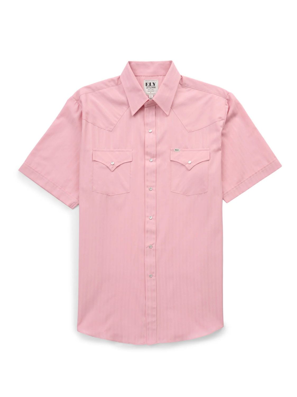 Ely Cattleman Short Sleeve Tonal Dobby Dusty Pink Western Snap Shirt Ely Cattleman Short Sleeve Tonal Dobby Dusty Pink Western Snap Shirt, XS-5X: Medium