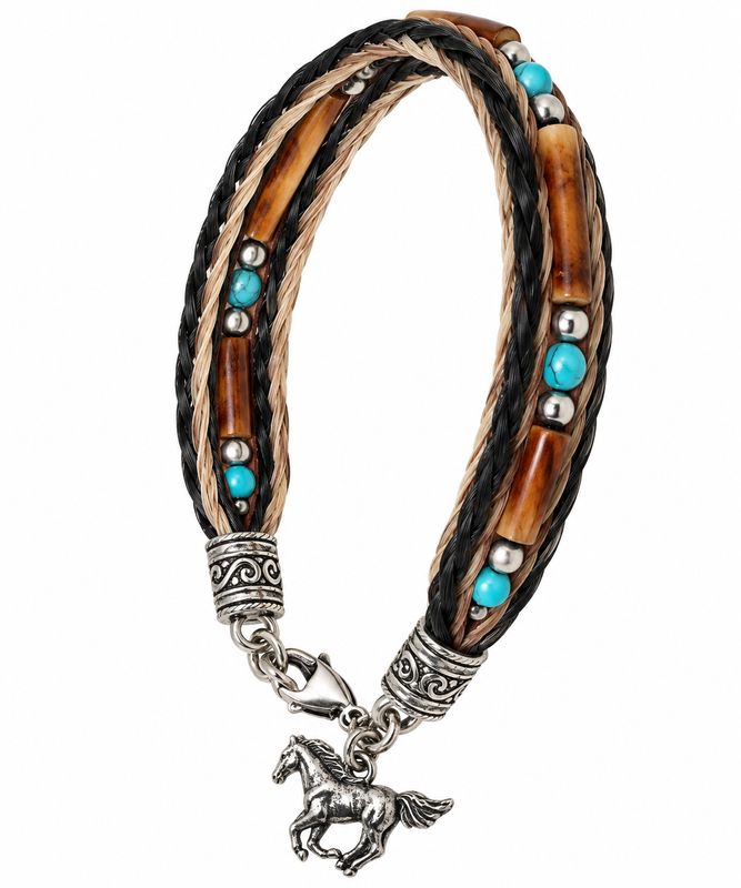 Austin Accent Horsehair Bracelet W/Beads & Bone 88H4G