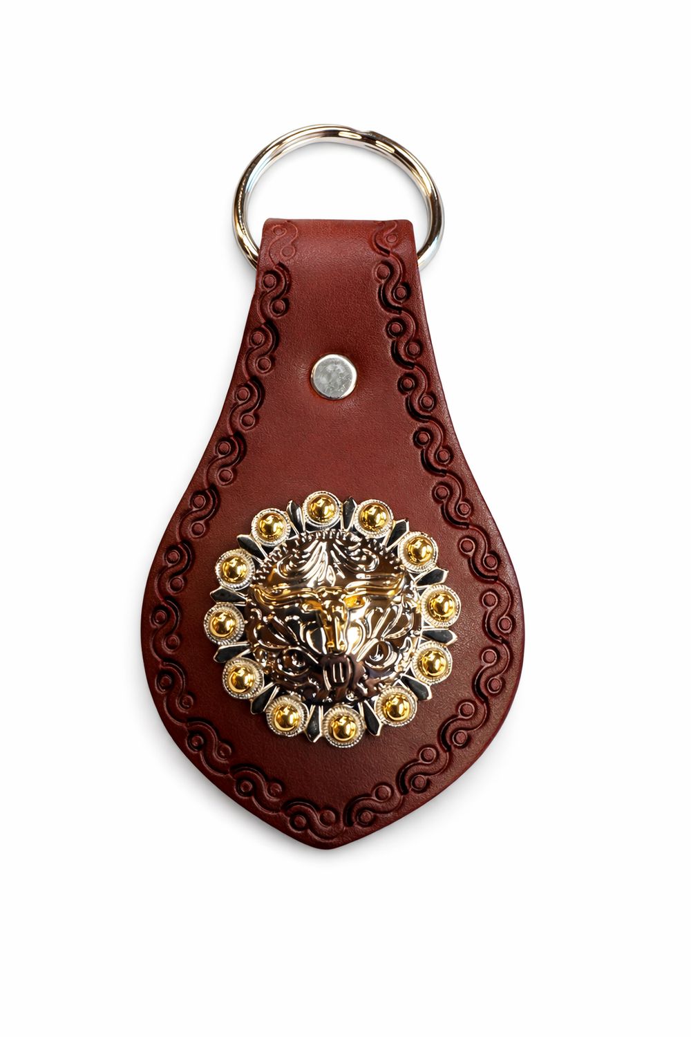 Wyoming Saddle Company Leather Key Chain With Concho